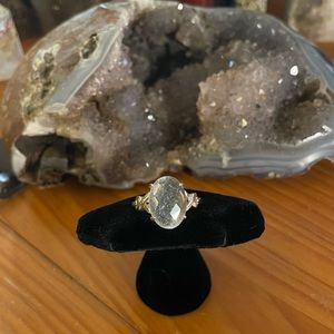 Quartz crystal 925 sterling silver ring size 6